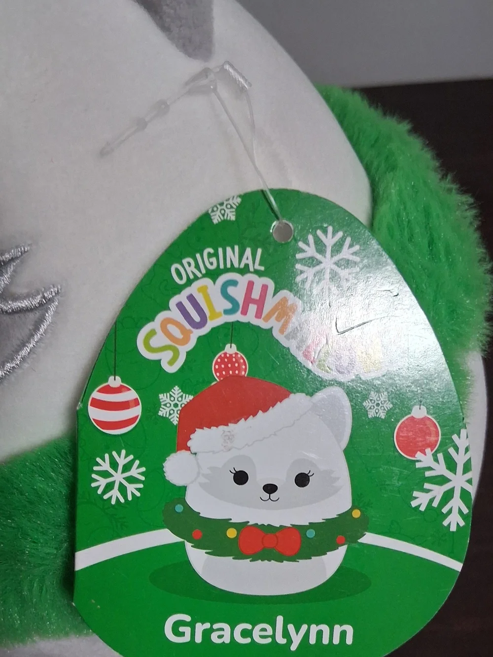 Squishmallows Green and White Holiday Gracelynn Plush New